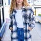 Boldly You Navy Plaid Fringe Button Down Shacket