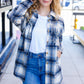 Boldly You Navy Plaid Fringe Button Down Shacket