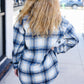 Boldly You Navy Plaid Fringe Button Down Shacket