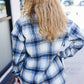 Boldly You Navy Plaid Fringe Button Down Shacket