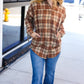 Boldly You Taupe & Rust Flannel Plaid Fringe Jacket