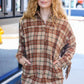 Boldly You Taupe & Rust Flannel Plaid Fringe Jacket