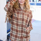 Boldly You Taupe & Rust Flannel Plaid Fringe Jacket