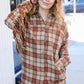 Boldly You Taupe & Rust Flannel Plaid Fringe Jacket