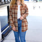 Boldly You Taupe & Rust Flannel Plaid Fringe Jacket