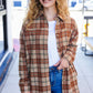 Boldly You Taupe & Rust Flannel Plaid Fringe Jacket