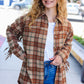 Boldly You Taupe & Rust Flannel Plaid Fringe Jacket