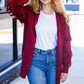 Beautiful You Burgundy Fringe Detail Knit Cardigan