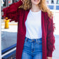 Beautiful You Burgundy Fringe Detail Knit Cardigan