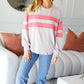 Rally Day Taupe & Coral Game Day Stripe Outseam Terry Top