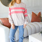 Rally Day Taupe & Coral Game Day Stripe Outseam Terry Top