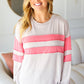 Rally Day Taupe & Coral Game Day Stripe Outseam Terry Top