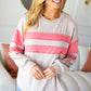 Rally Day Taupe & Coral Game Day Stripe Outseam Terry Top