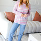 Everyday Casual Lilac & Fuchsia Textured Vintage Stripe Top