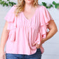 Soft Pink Swiss Dot Ruffle Woven Top