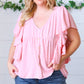 Soft Pink Swiss Dot Ruffle Woven Top