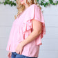 Soft Pink Swiss Dot Ruffle Woven Top