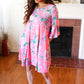 Pink Floral & Animal Print Bell Sleeve Dress