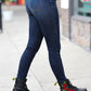 Can't Lose Dark Blue Denim Raw Hem Mid Rise Jeans