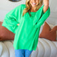 Joyful Green Crepe Back Tie Strap Crochet Bell Sleeve Blouse