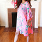 Pink Floral & Animal Print Bell Sleeve Dress