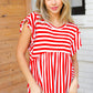 Red Stripe Babydoll Flutter Sleeve Top