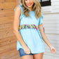 Sky Blue Two Tone Babydoll Fringe Tassel Top