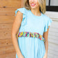 Sky Blue Two Tone Babydoll Fringe Tassel Top