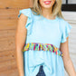 Sky Blue Two Tone Babydoll Fringe Tassel Top