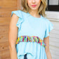 Sky Blue Two Tone Babydoll Fringe Tassel Top