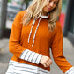 Everyday Rust Stripe Hacci Knit Turtleneck Top