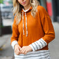 Everyday Rust Stripe Hacci Knit Turtleneck Top