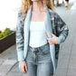 Be Bold Heather Grey Camo Print French Terry Cardigan