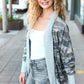 Be Bold Heather Grey Camo Print French Terry Cardigan