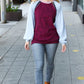 Autumn Vibes Grey & Burgundy Color Block Raglan Sweater