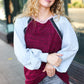 Autumn Vibes Grey & Burgundy Color Block Raglan Sweater