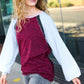 Autumn Vibes Grey & Burgundy Color Block Raglan Sweater