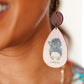 Green Cheetah "#MOMLIFE" Wooden Dangle Earrings