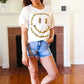 Live For Today White Floral Smiley Face Flutter Sleeve Tee