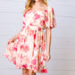 Peach Floral Chiffon Puff Sleeve Dress