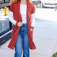 Casual Days Rust Lace Sleeve Front Pocket Hacci Cardigan