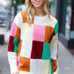 Adorable Ivory & Camel Checker Jacquard Knit Sweater