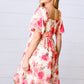 Peach Floral Chiffon Puff Sleeve Dress