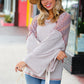 Taupe & Burgundy Chevron Raglan Lace-Up Bell Sleeve Top