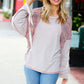 Taupe & Burgundy Chevron Raglan Lace-Up Bell Sleeve Top