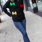 Be Merry Black Multicolor Sequin Bow Knit Sweater