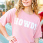 Pink Pop-Up Embroidered "HOWDY" Ribbed Top