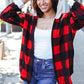 Stepping Out Red Buffalo Plaid Ribbed Hooded Sweater