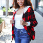 Stepping Out Red Buffalo Plaid Ribbed Hooded Sweater