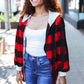 Stepping Out Red Buffalo Plaid Ribbed Hooded Sweater